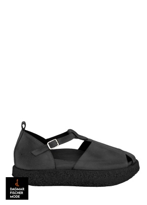 Sandale mit Fersenriemen in Gasoline nero / nero