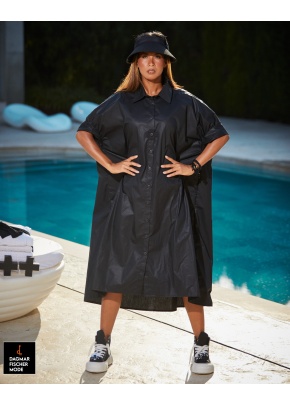 Long taffeta blouse LONG SHIRT by PLÜ in black