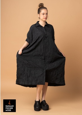 Lange Taft-Bluse LONG SHIRT von PLÜ in black