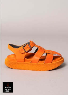 Leuchtende Römer Sandale von LOFINA in Gasoline zucca / arancio