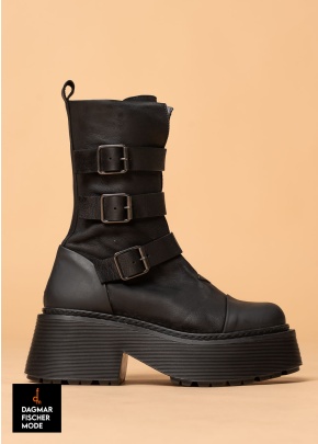 Bikerboot mit grober Sohle von SORT AARHUS/LOFINA in Gasoline nero