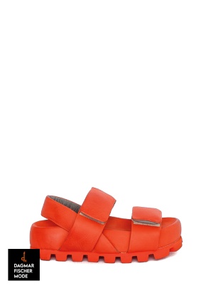 Sandale mit zwei Klettverschlussschnallen von LOFINA in Gasoline spritz aperol / corallo