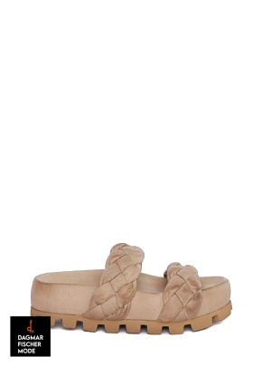 Sandals with soft strap by LOFINA in Gasoline malto / malto 