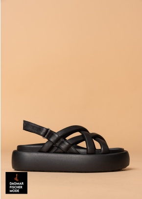 Leather sandals by LOFINA in Gasoline nero / nero