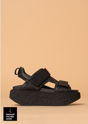 Sandals with heel by LOFINA in Gasoline nero / nero