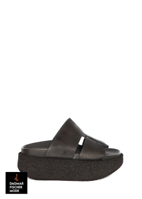 Sandals with wide sole by LOFINA in Gasoline nero / nero 