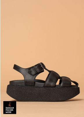Sandals with buckles by LOFINA in Gasoline nero / nero 