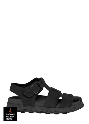 Sandals with buckles by LOFINA in Gasoline nero / nero