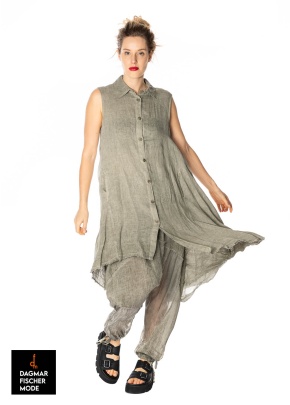 Leinentunika von sanctamuerte in grey storm & olive