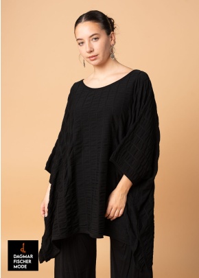Weiter Poncho aus leichtem Viskosestrick von KHEI in black