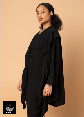Wide oversized coat made of lightweight viscose knit by KHEI in black