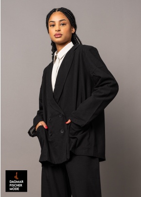 Langer Canvas-Blazer von LURDES BERGADA in black und moss