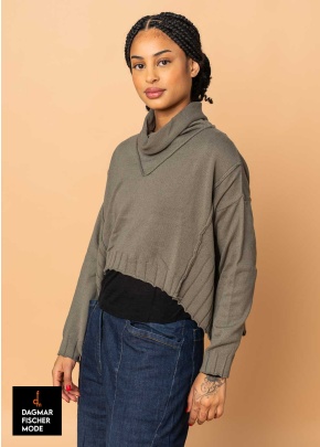 Kurzes Sweatshirt von LURDES BERGADA in black & khaki