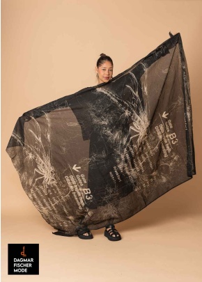 AVISTO cotton voile scarf by studiob3 in black all-over print & white all-over print