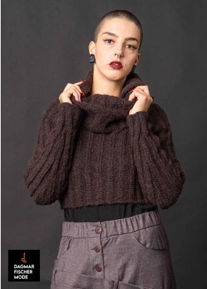 Kurzer Grobstrickpullover STAPPO von studiob3 in pearl & smoke burgundy