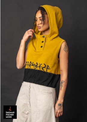 Hoodie Weste von LURDES BERGADA in off-white/black & dijon/black