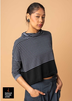 Weiter Pullover mit 3/4 Arm von LURDES BERGADA in toasted/bone & blue/black