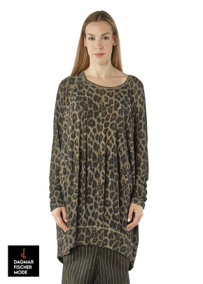 Weites Rippenjersey-T-Shirt von RUNDHOLZ in leo black cloud