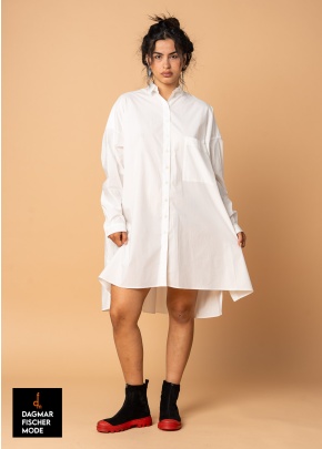 Flared cotton poplin dress by RUNDHOLZ in offwhite