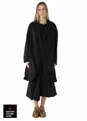 Oversize Woll-Leinen-Mantel von RUNDHOLZ in black