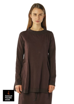 French-Terry-T-Shirt von RUNDHOLZ in petrol cloud & purple cloud