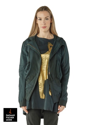 Schmale French-Terry-Jacke von RUNDHOLZ in petrol cloud & purple cloud