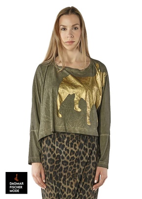 Weites Jersey-T-Shirt von RUNDHOLZ in umbra print, petrol print & ginger print
