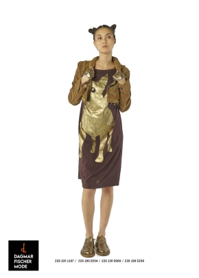 Jersey-Kleid von RUNDHOLZ in umbra print, petrol print & ginger print