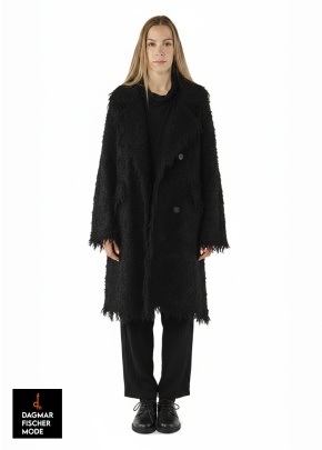 Alpaka-Mix-Strickmantel von RUNDHOLZ in black jacquard