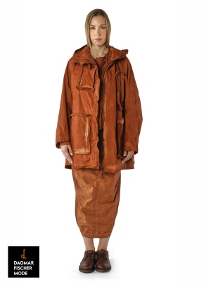 Oversize-Stretch-Mantel mit Kapuze von RUNDHOLZ DIP in henna cloud