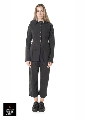 Schmale Kapuzenjacke aus elastischem Viskose-Mix von RUNDHOLZ BLACK LABEL in black