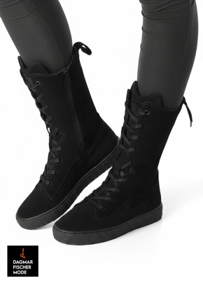 Gefütterte Veloursleder-Boots mit Reißverschluss von RUNDHOLZ BLACK LABEL in black