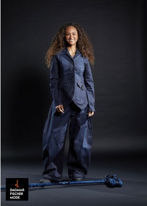 Fitted denim jacket BLUE EDGE by PLÜ in darkblue