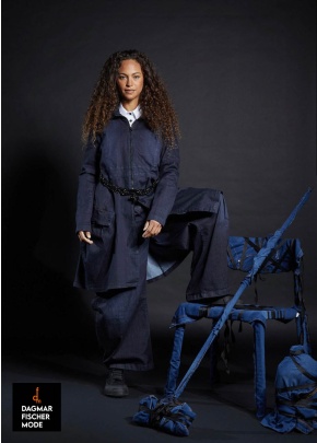 Wide denim coat BLUE BOOM by PLÜ in darkblue