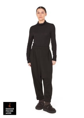 Wide-leg pull-on pants by SORT AARHUS in black