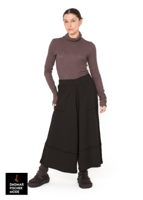 Wide-leg trousers with an elastic waistband by SORT AARHUS in black