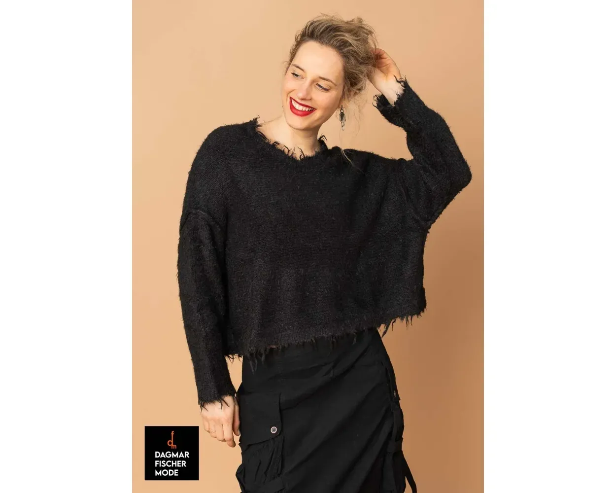 Silk knit sweater by RUNDHOLZ DIP in black, seaweed & sky Silk knit sweater by RUNDHOLZ DIP in black, seaweed & sky